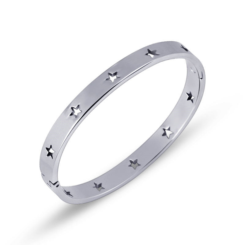 Wholesale Five-pointed Star Hollow Titanium Bracelet Titanium Steel